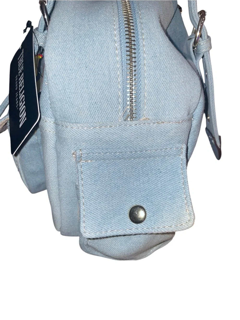 TRUE RELIGION Multi-Patch Denim Satchel Bag MWT